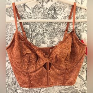 Popilush Bustier Corset Crop Top Lace Bralette Underwire Adjustable Straps NWT L